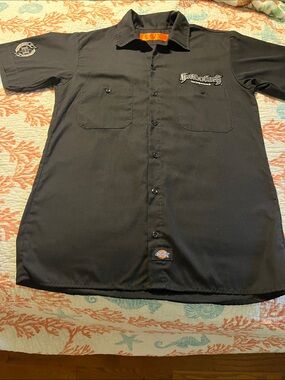 Black Hellonbach - Dickies Black Short-Sleeve Work Shirt with Embroidered Logo